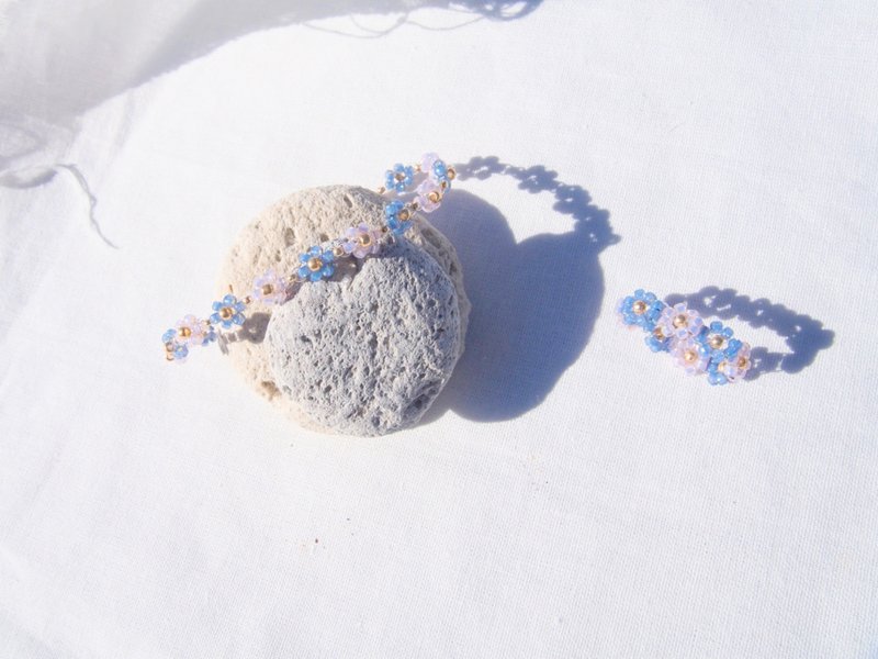 【セット】　ビーズブレスレット・リング　　seventeen carat - 手鍊/手環 - 其他材質 粉紅色