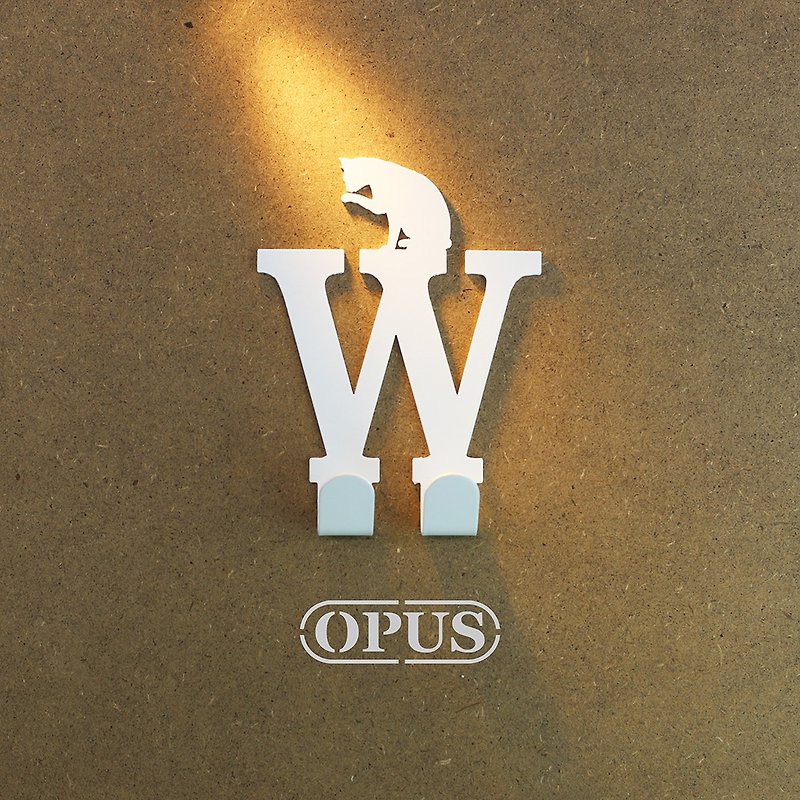 【OPUS東気金属加工】猫が文字Wフック（ホワイト）/壁飾りフック/バースデーギフトに出会ったとき - 収納用品 - 金属 ホワイト