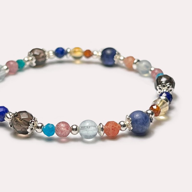 Blue Stone citrine aquamarine 925 sterling silver bracelet - Bracelets - Gemstone 