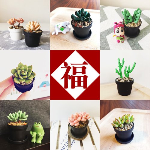 Una Sofa Handmade 優娜舒發手感小物 【驚喜福袋】接單製作款 多肉一吋盆栽 隨機款。模擬黏土多肉植物