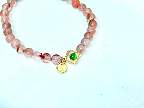 Angel's tears 天使之淚 Jewelry Design 5mm天然原礦南紅冰飄 貝母危料翡翠四葉草設計單圈手持手串s