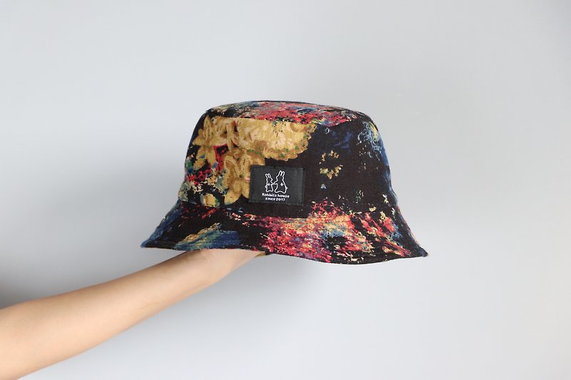 Black floral fisherman hat - หมวก - ผ้าฝ้าย/ผ้าลินิน หลากหลายสี