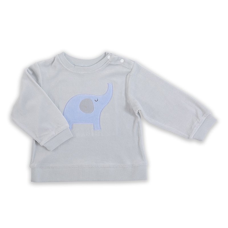 [Deux Filles organic cotton] cotton velvet top - light gray solid color - Tops & T-Shirts - Cotton & Hemp Gray