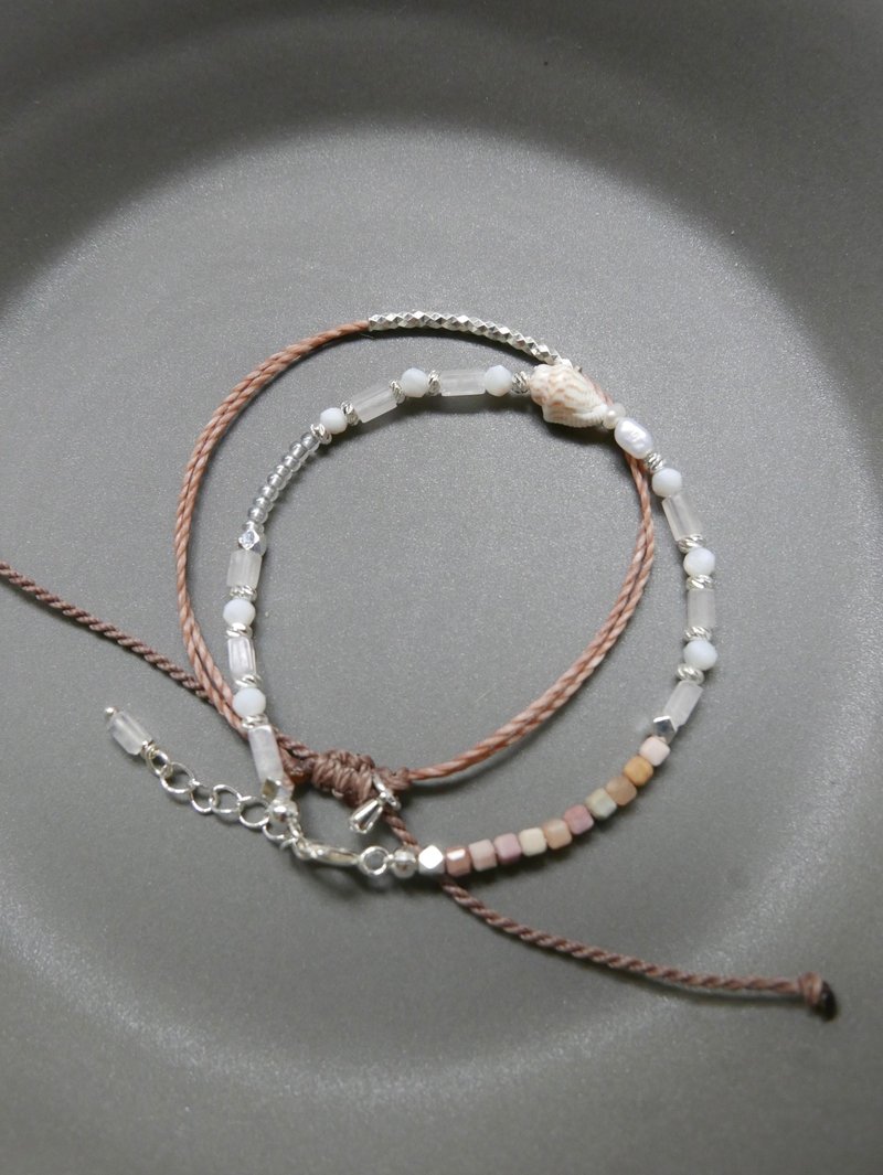 聽海小貝殼手鏈套組 - 手鍊/手環 - 其他材質 粉紅色