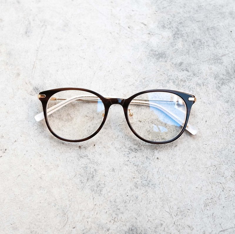 [Objective Programmes firm] Korea new retro frame plate glasses frame through coffee - กรอบแว่นตา - วัสดุอื่นๆ สีนำ้ตาล