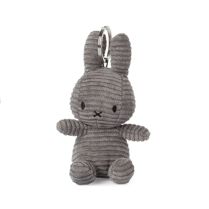 荷蘭 Bon Ton Toys | Miffy 米飛兔 燈芯絨 鑰匙圈 灰色 10cm - 鑰匙圈/鑰匙包 - 其他材質 灰色