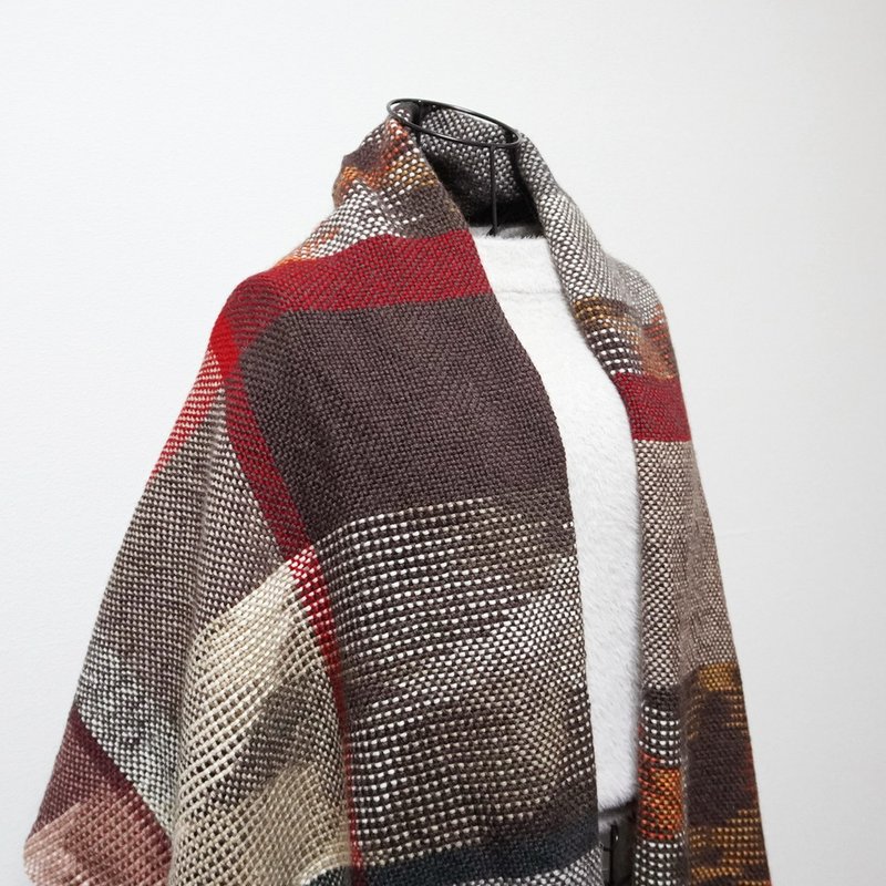 Handwoven large blanket 70184 - Knit Scarves & Wraps - Wool Multicolor