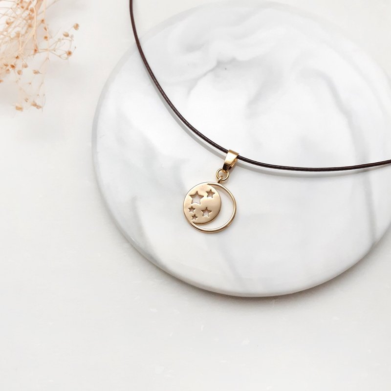 蠟線項鍊 星月 素色簡約 蠟繩細線 - 鎖骨鍊 - 其他材質 金色
