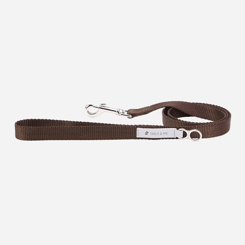 [Tail and me] Classic nylon belt leash dark brown L - ปลอกคอ - ไนลอน 