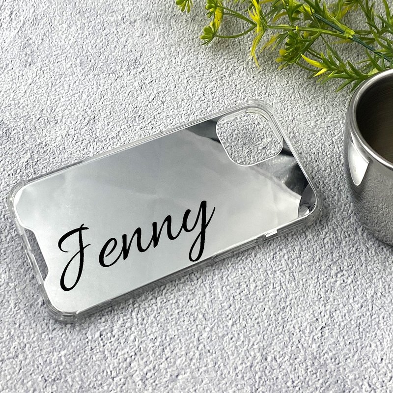 Personalized Silvery Mirror iPhone Case 14 15 16 Pro Max TPU Phone Case - เคส/ซองมือถือ - พลาสติก สีเงิน