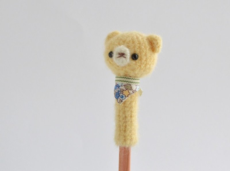 【受注制作】鉛筆帽子　たまご色のクマ - 鉛筆・シャープペンシル - コットン・麻 イエロー