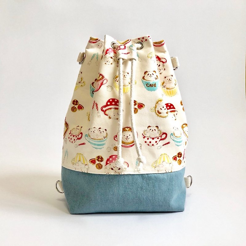 cafe garland bear 3way mouth bucket bag (portable/shoulder/back) - Messenger Bags & Sling Bags - Cotton & Hemp Brown