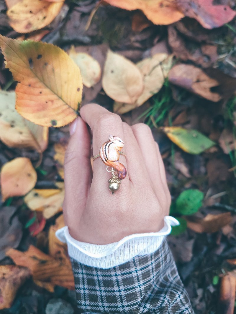 【動物們 No.024】花栗鼠 ‧ 戒指 - 戒指 - 樹脂 多色