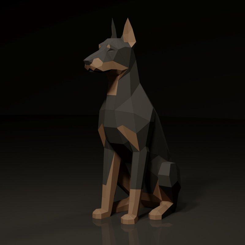 Angry Doberman Papercraft, Dog, Pdf, Gurko, Pepakura, Template, 3D Origami - 手工藝教學/工具書 - 其他材質 