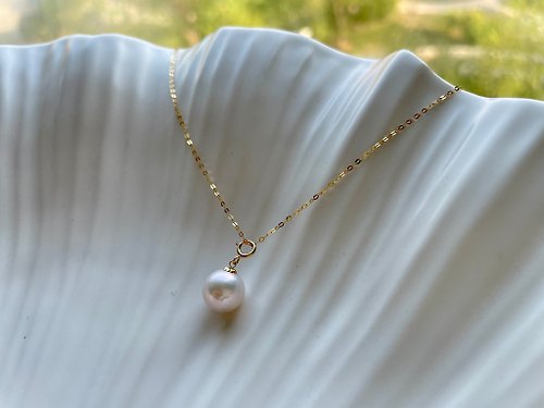 Athena珍珠設計 萬能吊墜 天然淡水珍珠 柔光白珍珠 18K金