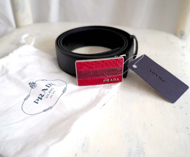 小物 90s prada l plate leather belt Prada Leather Belt - 90 cm