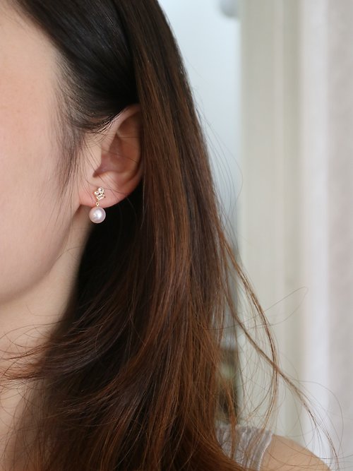 KOKO PEARL JEWELRY 京都原創 akoya珍珠耳環 日本製 18k金鑲嵌托帕石 獨家設計