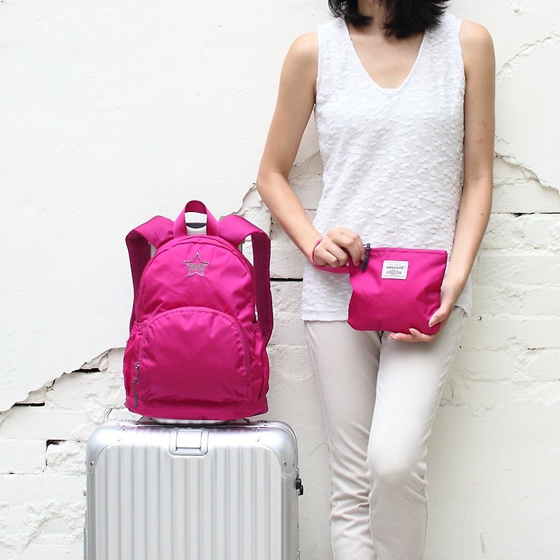 Mini water resistant backpack(12'' Laptop OK)-Fuchia_100180-21 - Backpacks - Waterproof Material Pink