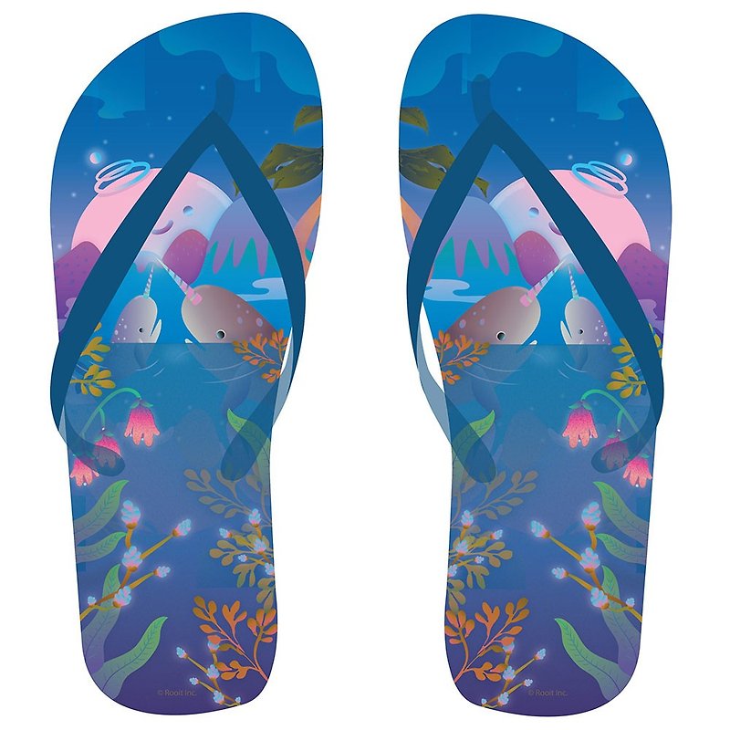 New series - no personality Star Roo flip-flop slippers (male / female): [night], BB01 - รองเท้าลำลองผู้หญิง - ยาง สีน้ำเงิน