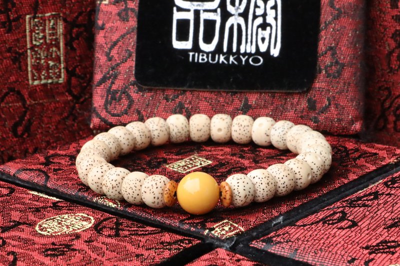 精品星月菩提子手珠 10x8mm 緬甸黃玉隔珠 佛珠 念珠 DIY設計礦石 - 手鍊/手環 - 植物．花 