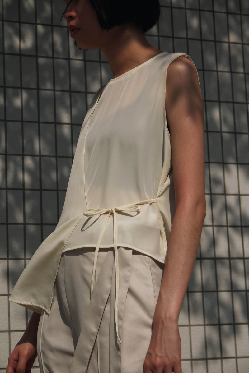 summer layered vest - ivory - Women's Tops - Polyester White