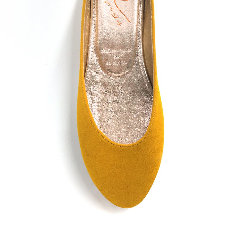 Leá Spicy Mustard (Mustard Yellow) Flats Basic Edition | WL - Mary Jane Shoes & Ballet Shoes - Genuine Leather Gold