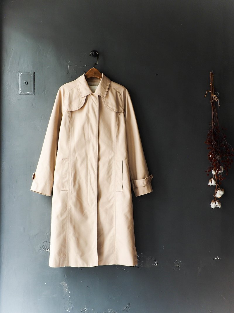 River tide_guat dustcoat jacket coat oversize vintage trench_coat dustcoat jacket coat - เสื้อสูท/เสื้อคลุมยาว - ผ้าฝ้าย/ผ้าลินิน สีกากี