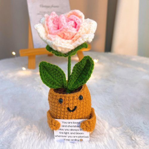 [オーダー専用] ミニー植木鉢　編み物　一個500円 プランター 2.5号 小さい 植木鉢 窓辺 ミニーマウス＆ミッキー