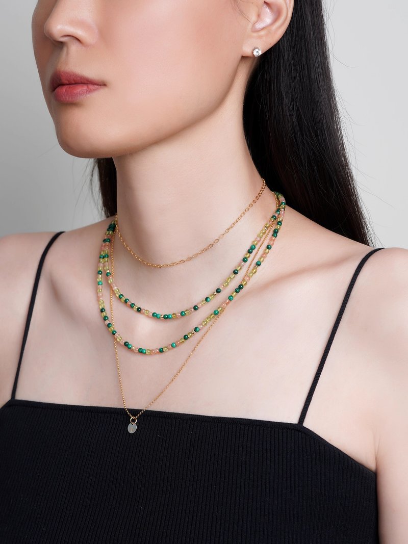 特調綠野 VISHI原創極細孔雀石迷你串珠項鏈疊戴小米珠女chocker - 項鍊 - 玻璃 多色