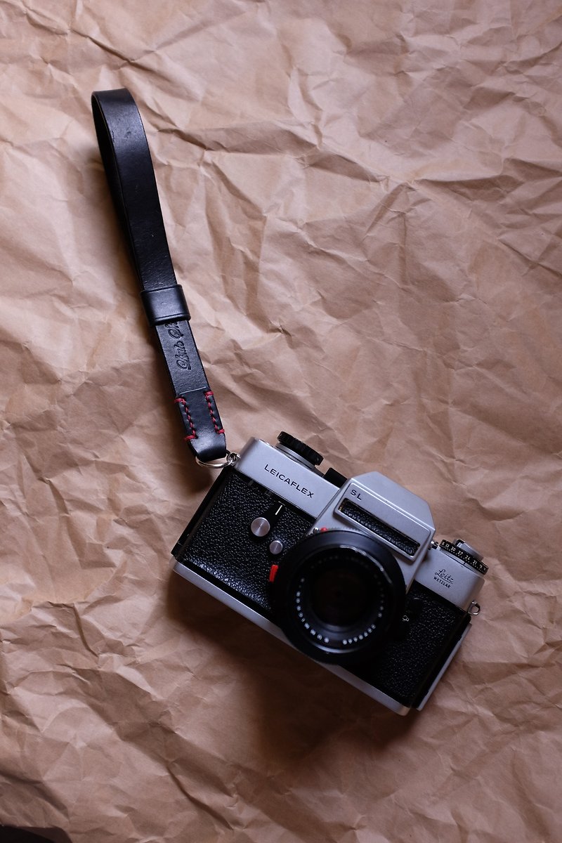 レザーカメラストラップ/カメラリストストラップ - カメラ - 革 ブラック
