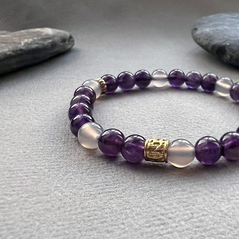 Meditation-Energy Bracelet / Wealth and Wealth, Prosperity Natural Stone Bracelet / Gift / Box - Bracelets - Semi-Precious Stones Purple