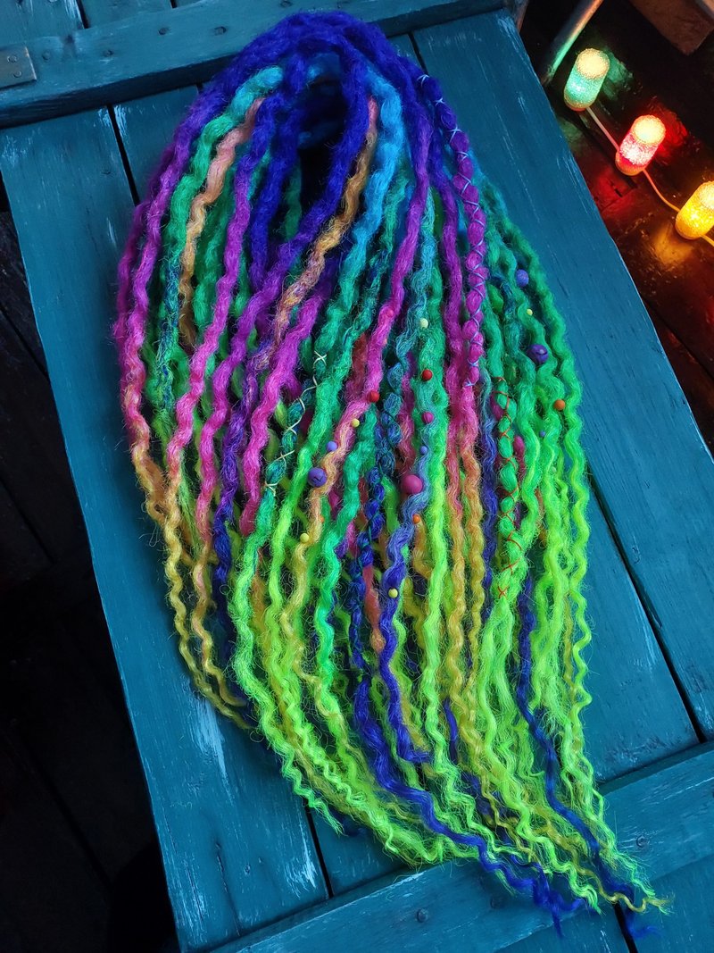 Synthetic Dreadlocks Soft Wavy Dreads Colourful Custom Partial Dreads set. - 髮圈/髮夾 - 其他材質 多色