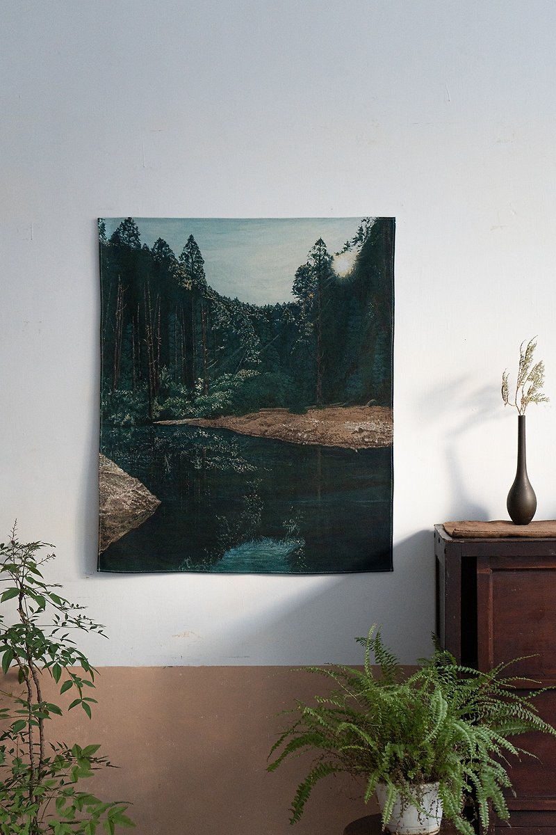 Taiwan Mountain Hanging Cloth - Watery Forest 70 x 83 cm - Posters - Cotton & Hemp Green