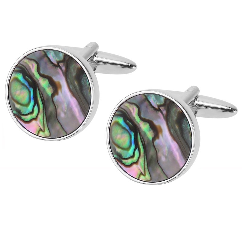 Abalone Shell Round Cufflinks - Cuff Links - Other Metals Multicolor