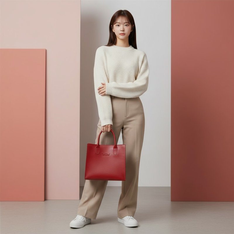 WARALEE's DAY | 托特包 - 小葉子 (Apple Red) - 手提包/手提袋 - 人造皮革 紅色