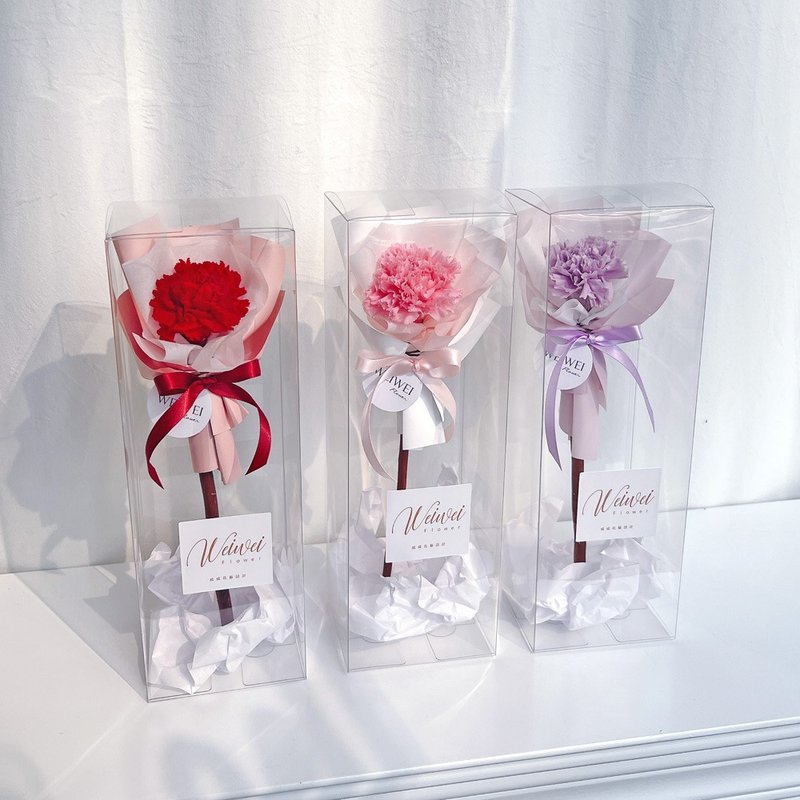 [24-hour shipping] Valentine’s Day gift/Japanese imported single eternal carnation gift box-multi-color - ช่อดอกไม้แห้ง - พืช/ดอกไม้ สีแดง