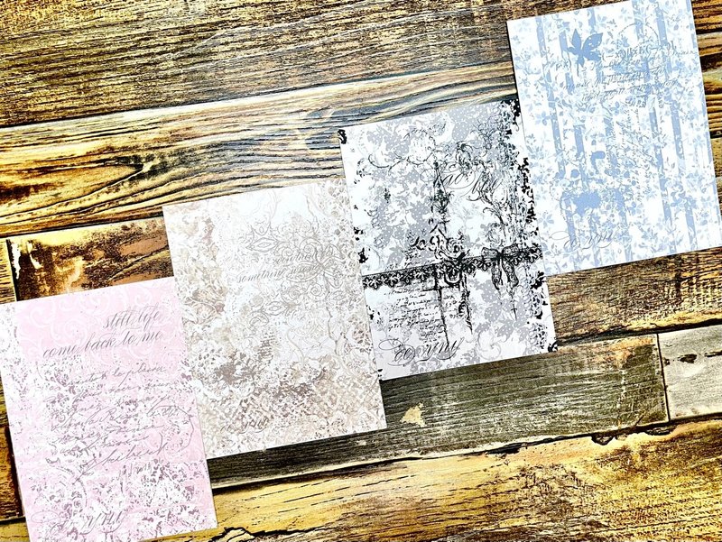 (large art memo pack 4 typesX25pcs SET) romantic grunge background - 貼紙 - 紙 多色