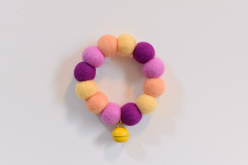[Purple elegant] wool felt collar/wool child collar pet collar wool ball collar - ปลอกคอ - ขนแกะ 