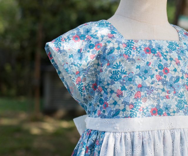 女の子用花柄ワンピース・エプロン付き - ショップ 手作り子供服 女の子用花柄ワンピース・エプロン付き - ショップ 手作り子供服