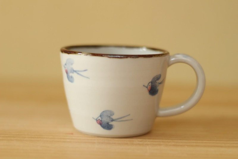 A cup of happy blue birds. - Earrings & Clip-ons - Other Metals 