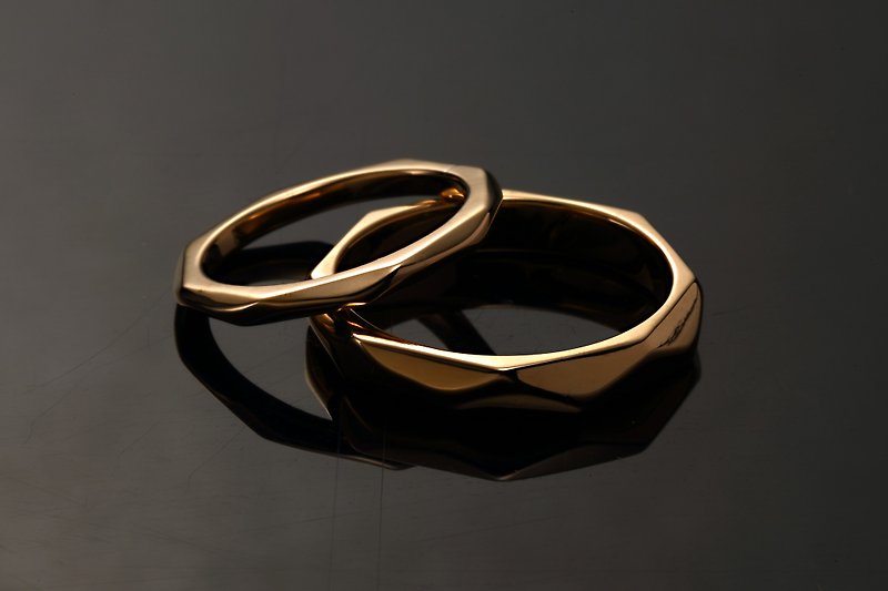 Handmade/faceted ring - แหวนทั่วไป - ทองแดงทองเหลือง สีทอง