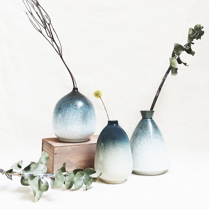 星空釉色花器－Olpe（灰蓝色） - 植栽/盆栽 - 瓷 藍色