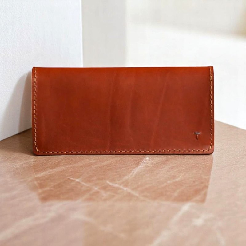 Valdo / シックなメンズ長財布 【革4色×糸12色から選択】 / 手縫い刺繍 / 日本製 / 多収納 / スマート / ギフト対応 【olg-20】 - 錢包/皮夾/長短夾 - 真皮 咖啡色