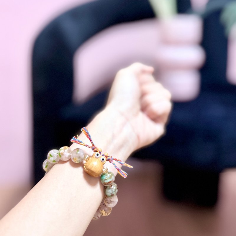 Sandalwood braid accessories Aogang bracelet/good luck and wealth/crystal healing/Aogang energy tower/Mother's Day gift - Bracelets - Semi-Precious Stones Multicolor