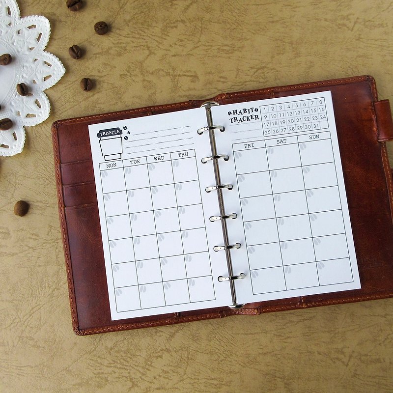 System Notebook Refill Mini 6 Size / Monthly: MONO COFFEE - Notebooks & Journals - Paper 