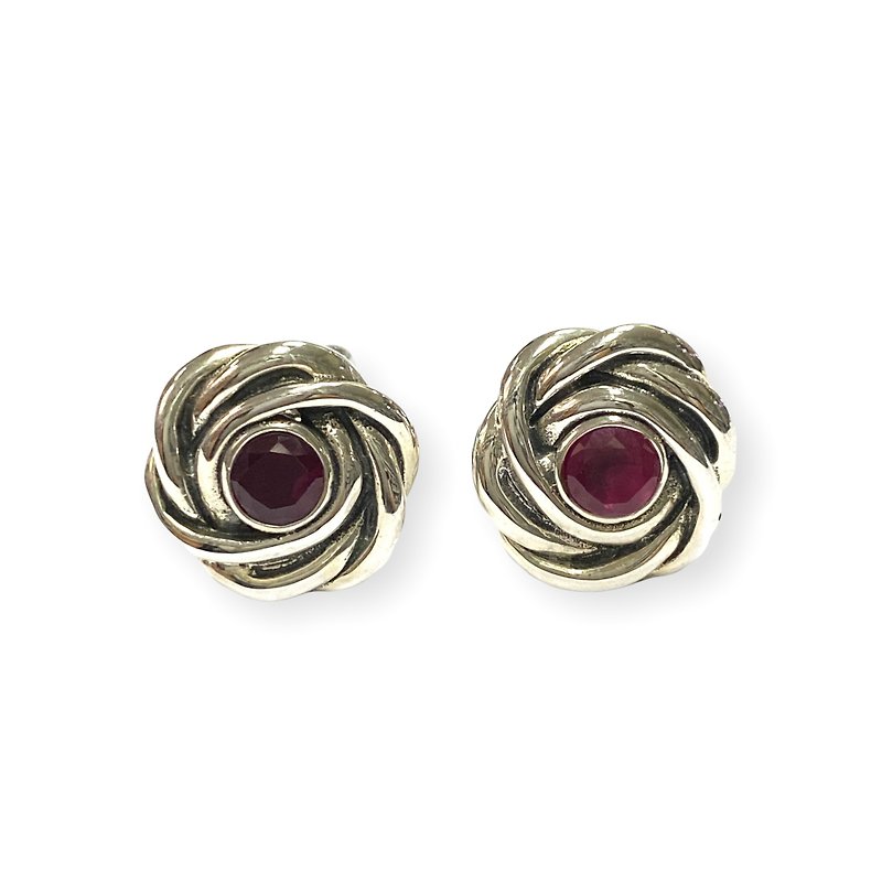 Art Nouveau Style Ruby Love Knot Wedding Cufflinks For Groom 925 Sterling Silver - Cuff Links - Sterling Silver Silver