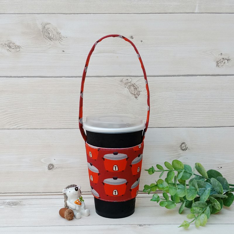 [Coffee cup bag] Accompanying cup bag/red version electric cooker - ถุงใส่กระติกนำ้ - ผ้าฝ้าย/ผ้าลินิน สีแดง