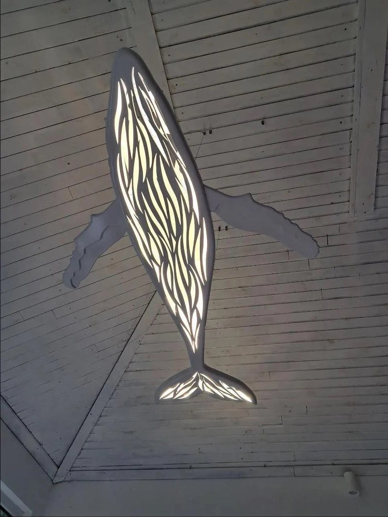 Handcrafted unique Whale ceiling chandelier - 燈具/燈飾 - 木頭 白色