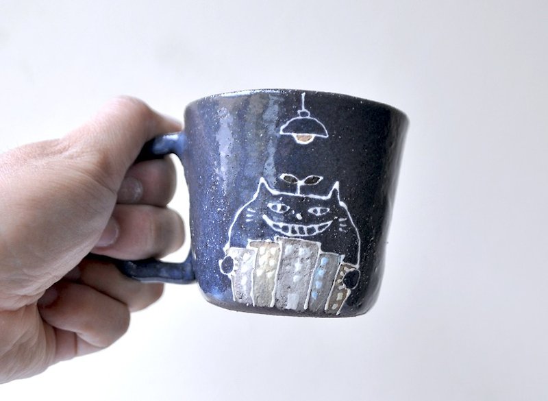 Cat gusset 25-chome plant factory mug cup M - เซรามิก - ดินเผา ขาว