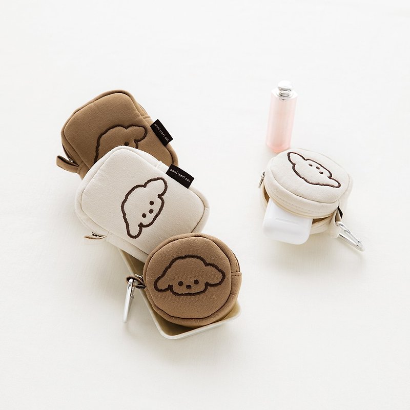 [Korean cultural and creative] COI series dog coin purse / earphone bag / small bag 4 types - กระเป๋าใส่เหรียญ - ผ้าฝ้าย/ผ้าลินิน สีนำ้ตาล